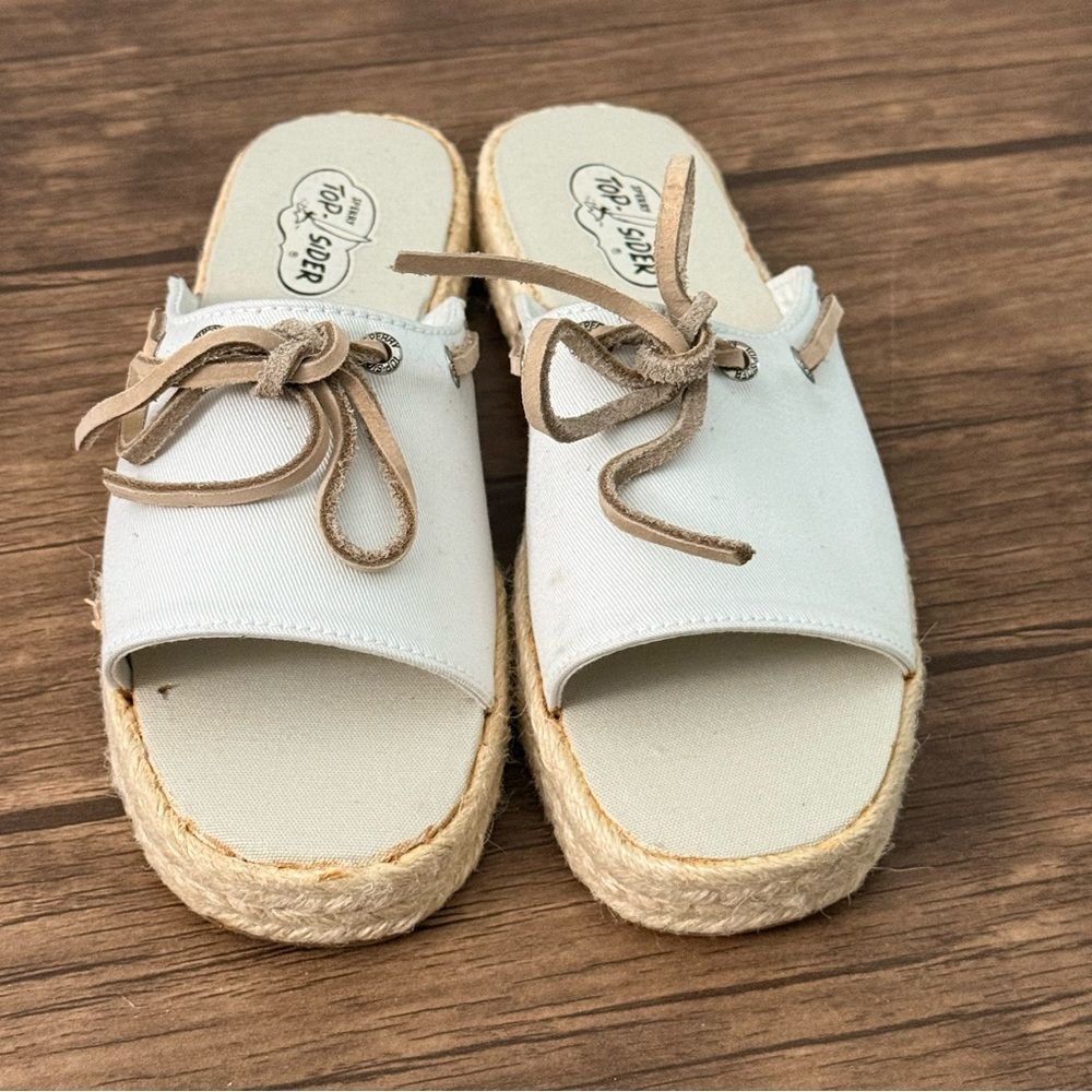Sperry Women's Cream and Tan Espadrille Slides | New W/O Tags | Size 5 |